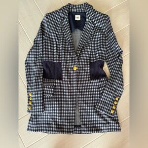 Plaid Jacket with Yellow Button Accents